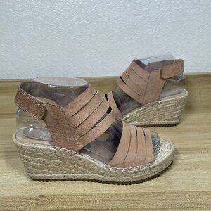 Eileen Fisher Largo Espadrille Wedge Sandal Women's‎ 7.5 Nubuck Latte